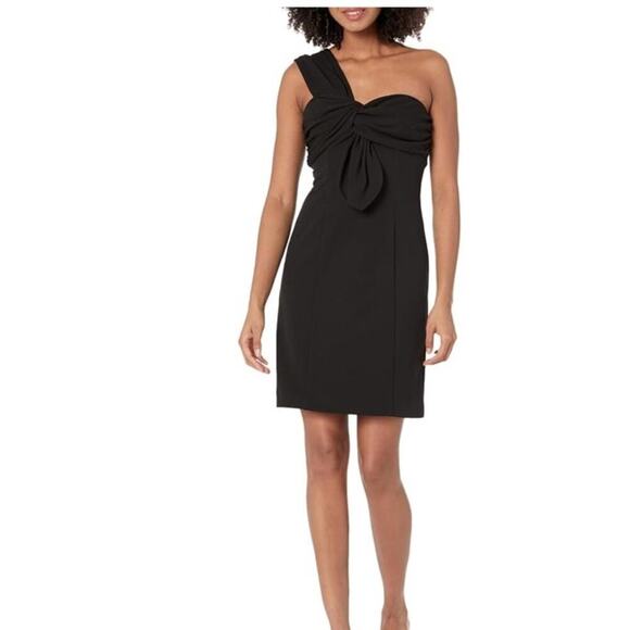 New Trina Turk one shoulder black mini cocktail dress size 4 - Picture 1 of 10